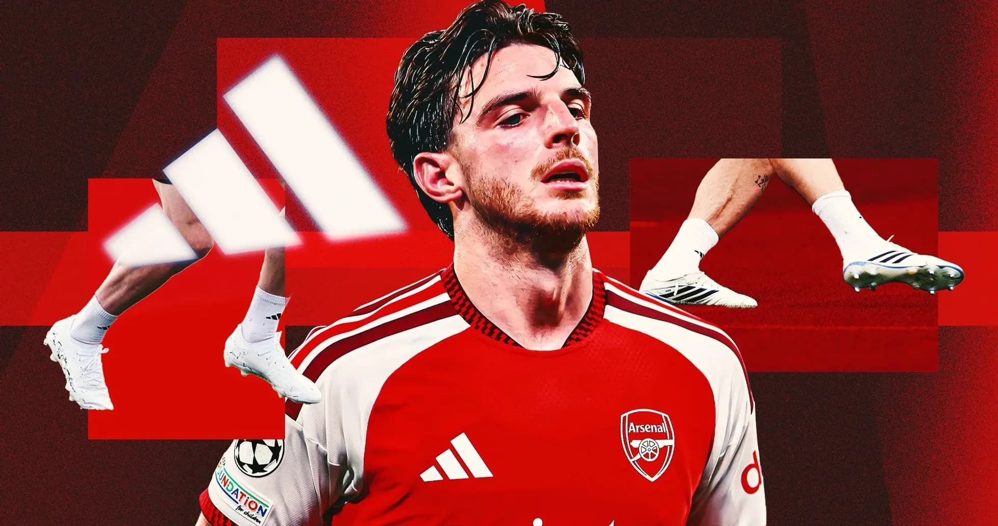 Arsenal player wearing kit with Adidas cleats