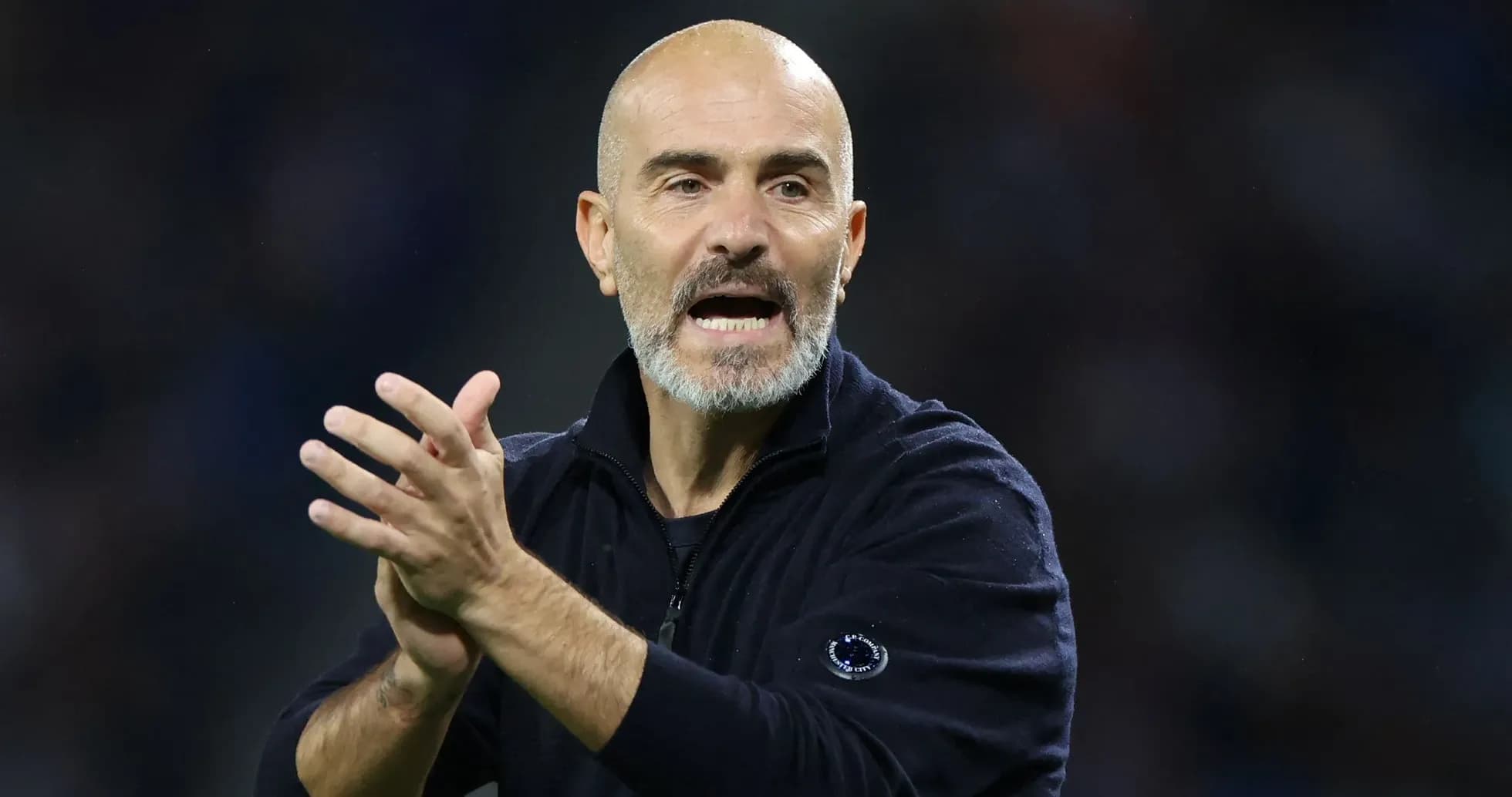Coach gesturing and applauding during match