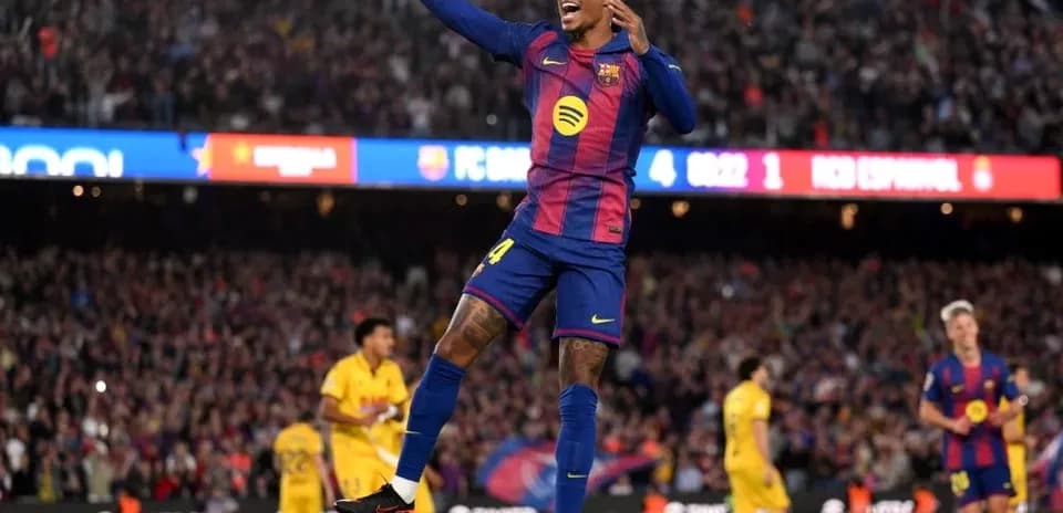 Barcelona player celebrating a goal in match
