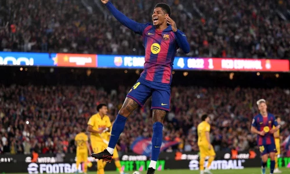 Barcelona player celebrating a goal in match