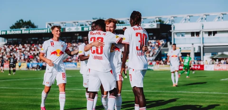 Red Bull Salzburg players celebrating a goal