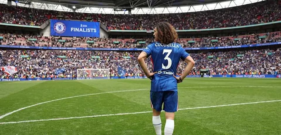 Cucurella on the pitch at Wembley Stadium