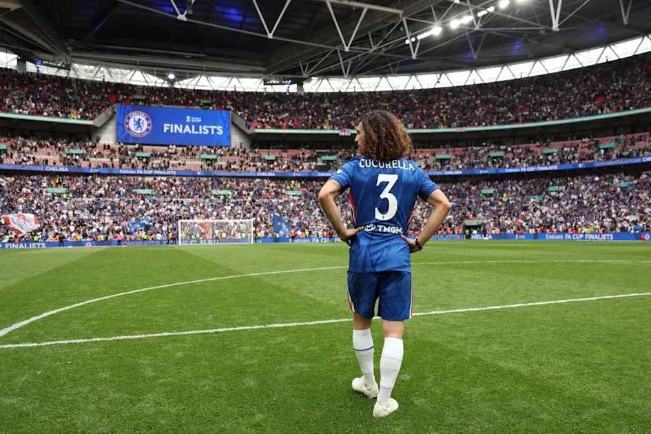 Cucurella on the pitch at Wembley Stadium