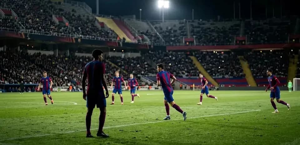 FC Barcelona players on the pitch during match