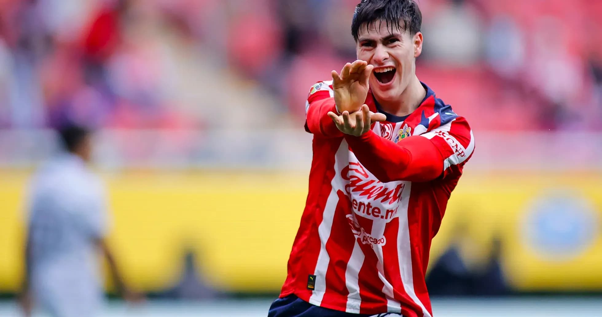 Chivas player celebrating during Liga MX match