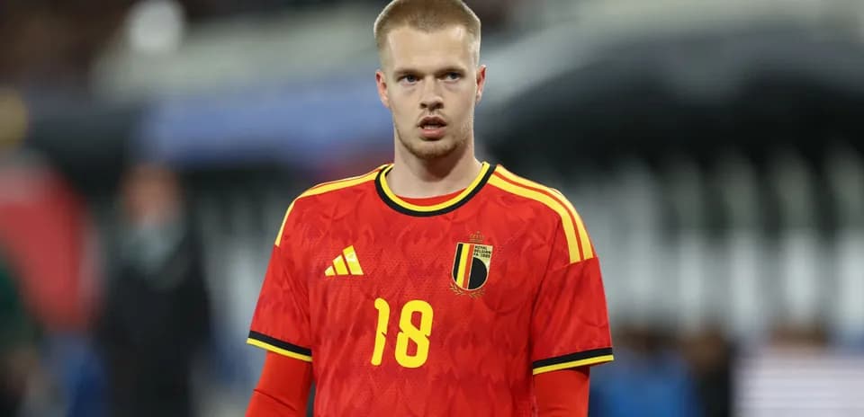 Player in red Belgium kit during match