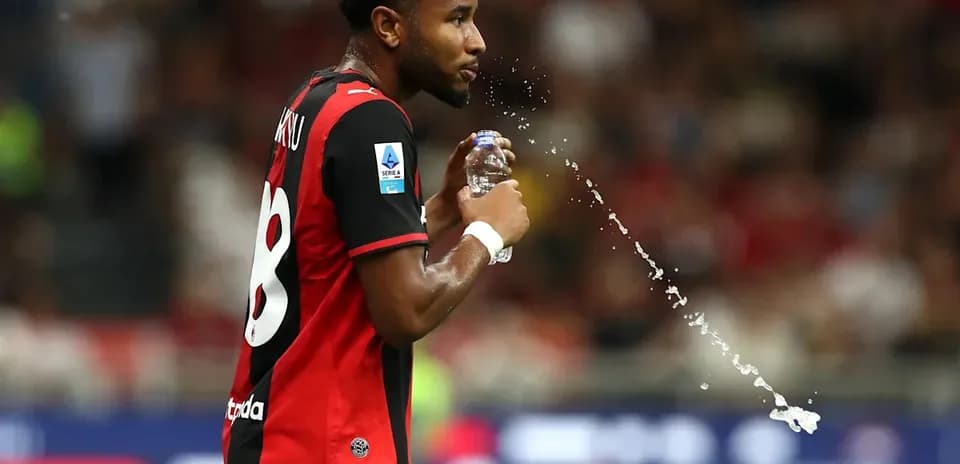 Player drinking water during a match