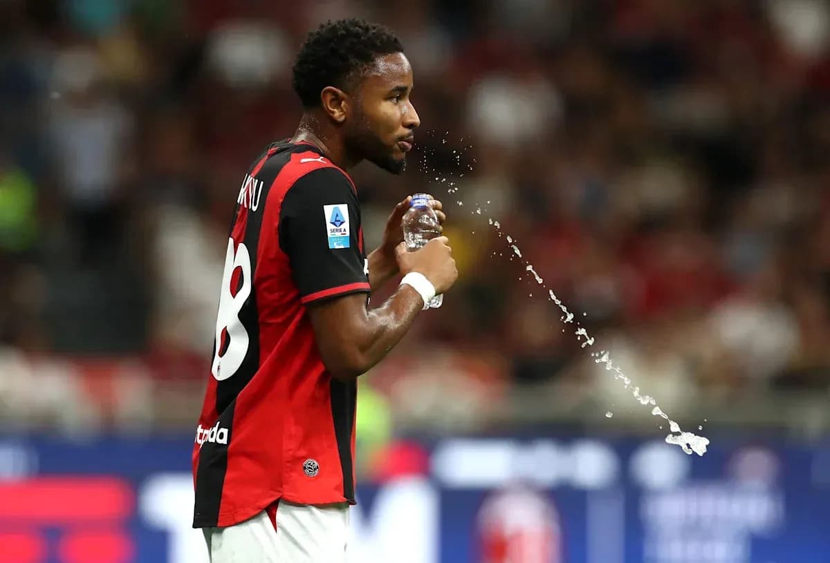 Player drinking water during a match