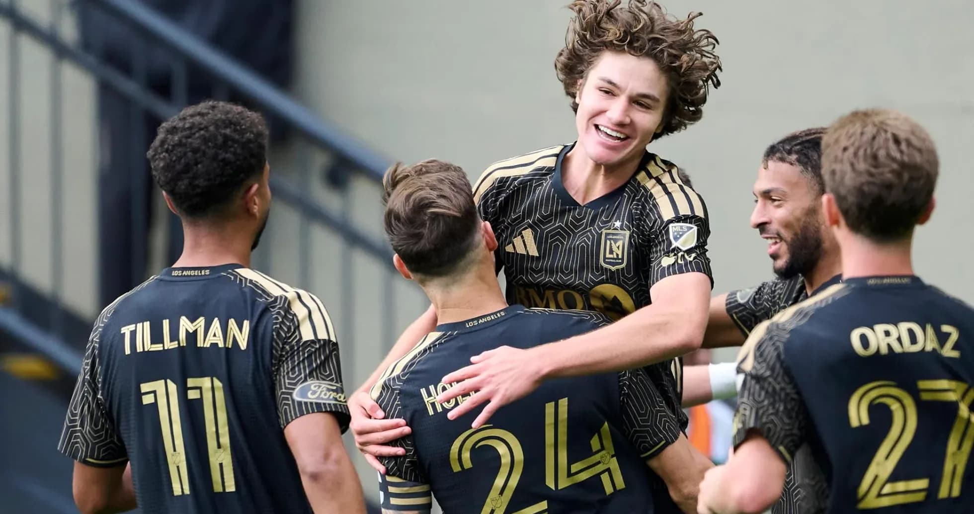 Los Angeles FC players celebrating a goal