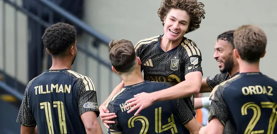 Los Angeles FC players celebrating a goal