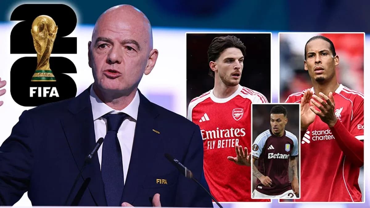 FIFA president speaking at event with players' images