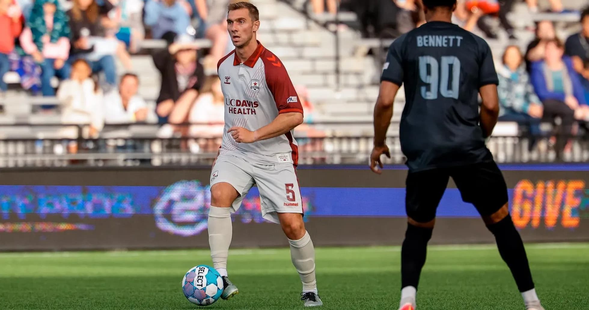 Player from Colorado Springs with ball during match