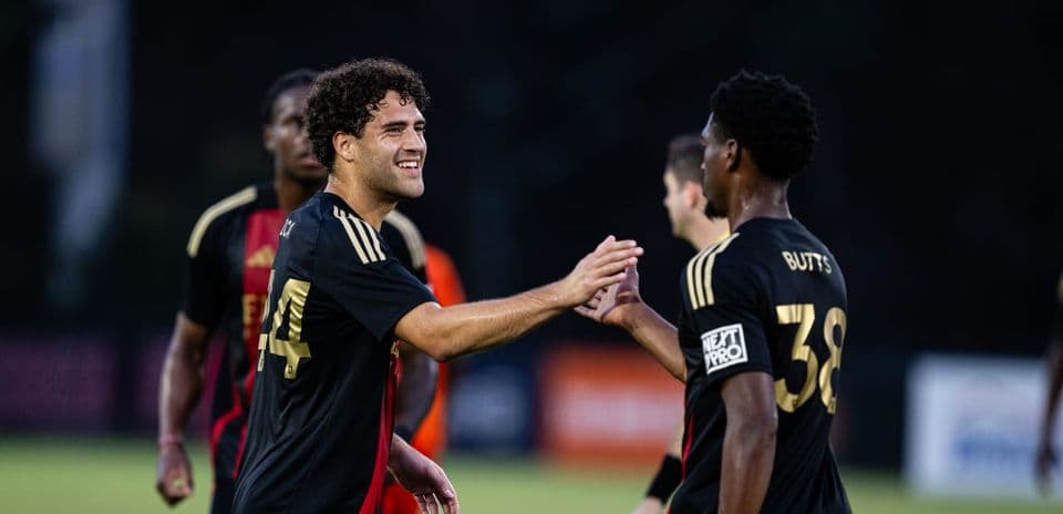 Atlanta United II players celebrating a goal