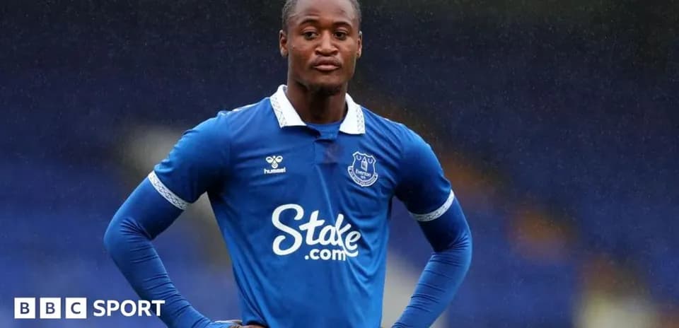 Player in blue Everton kit on the pitch