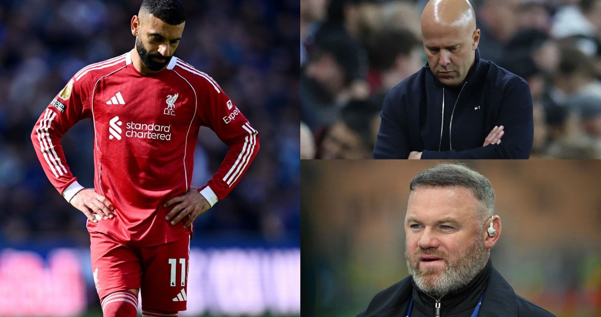 Liverpool player looking dejected, two coaches observing