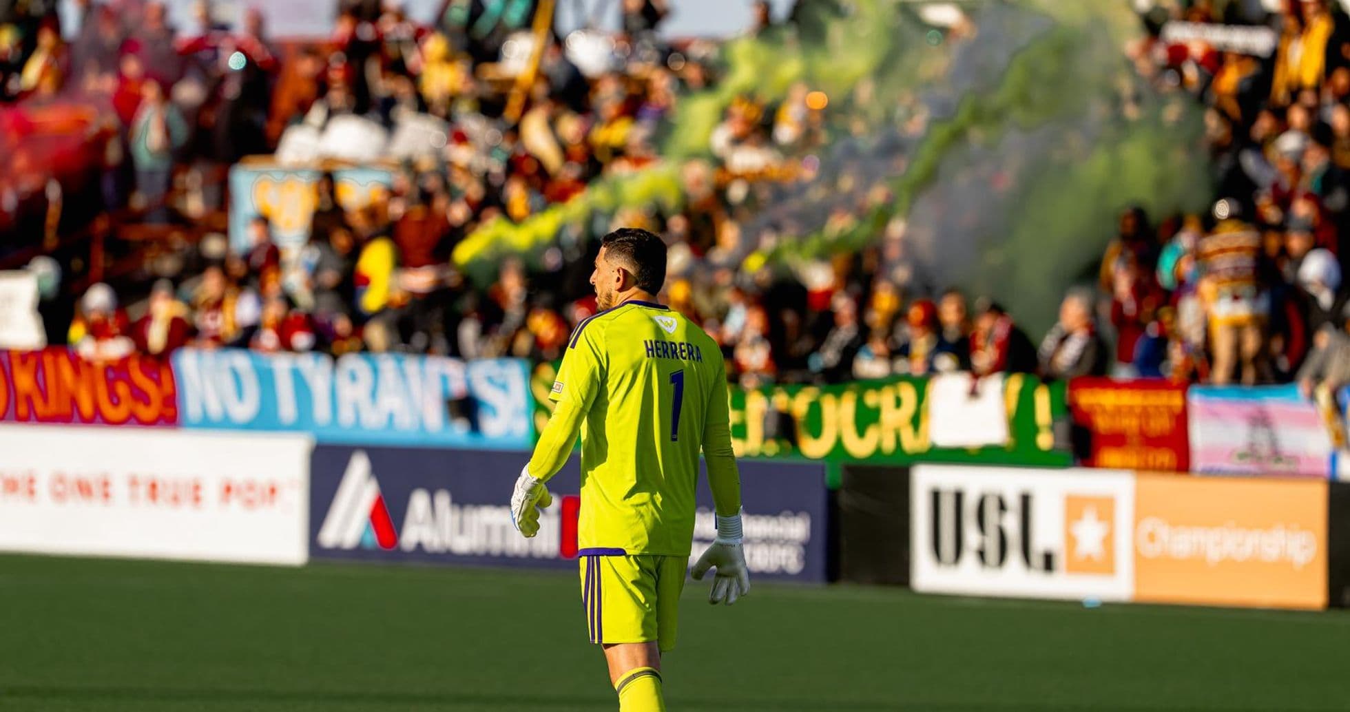 Goalkeeper Herrera during JAX vs Detroit City match