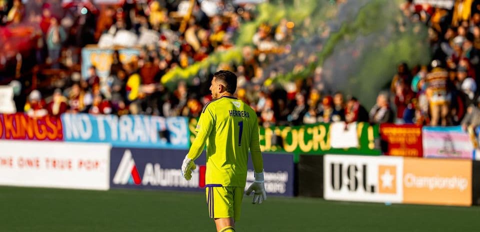 Goalkeeper Herrera during JAX vs Detroit City match