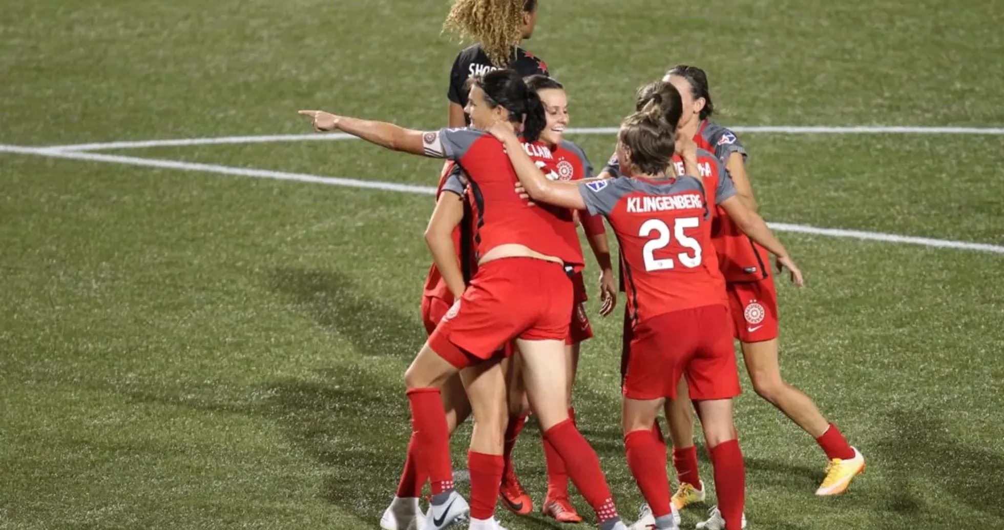 Portland Thorns celebrating a goal during match