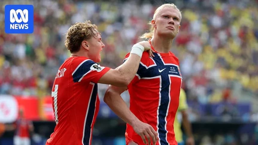 Norway players celebrating during a football match