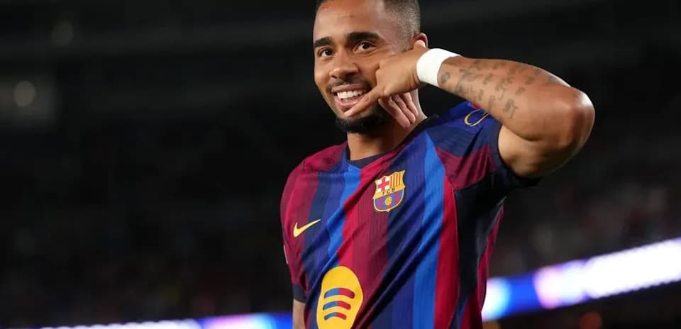 Barcelona player celebrating with a phone gesture
