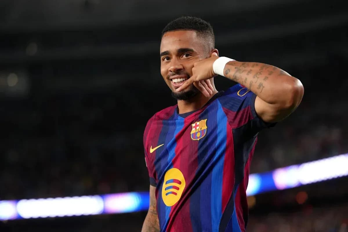 Barcelona player celebrating with a phone gesture