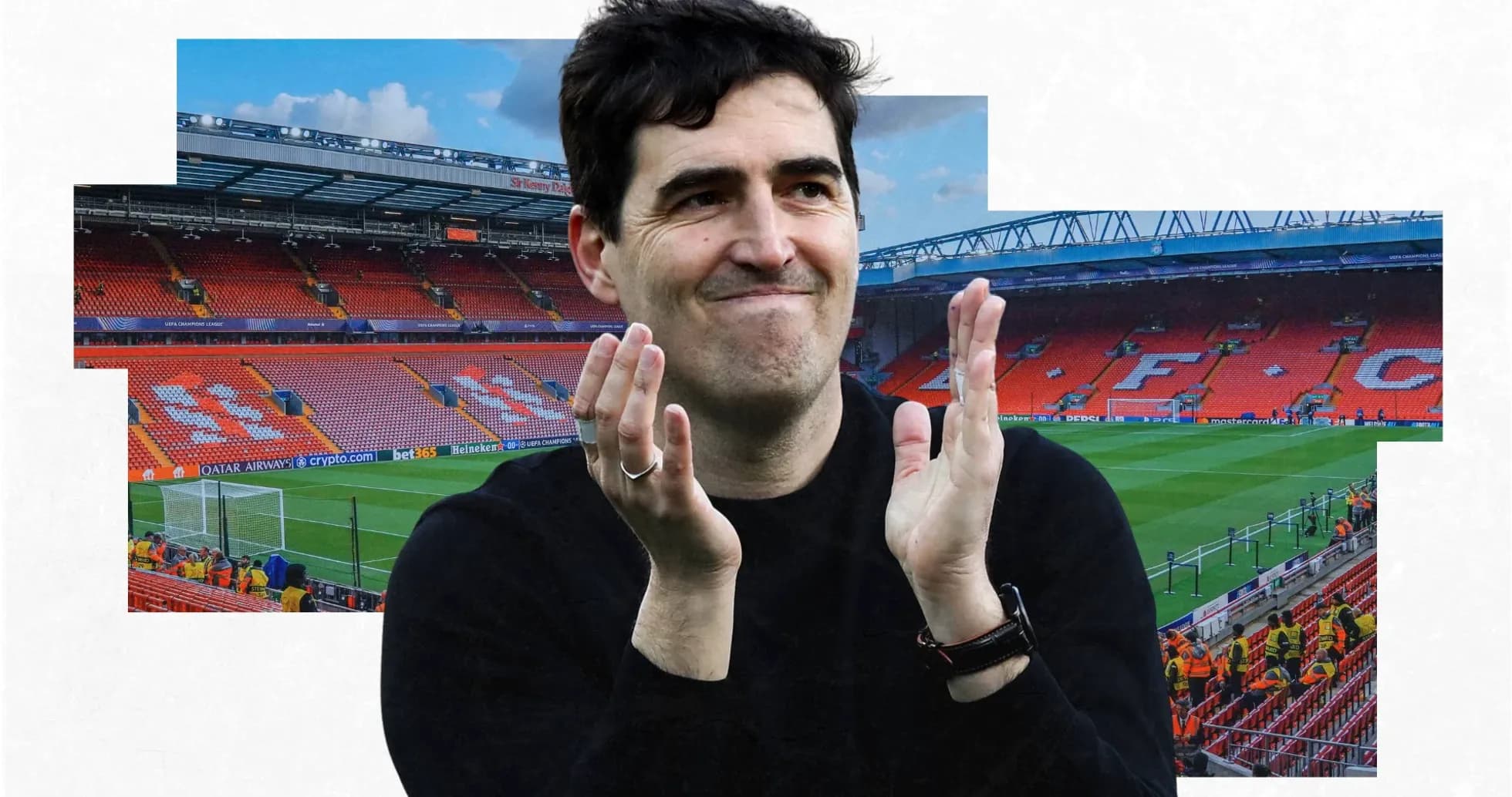 Man applauding in empty stadium stands