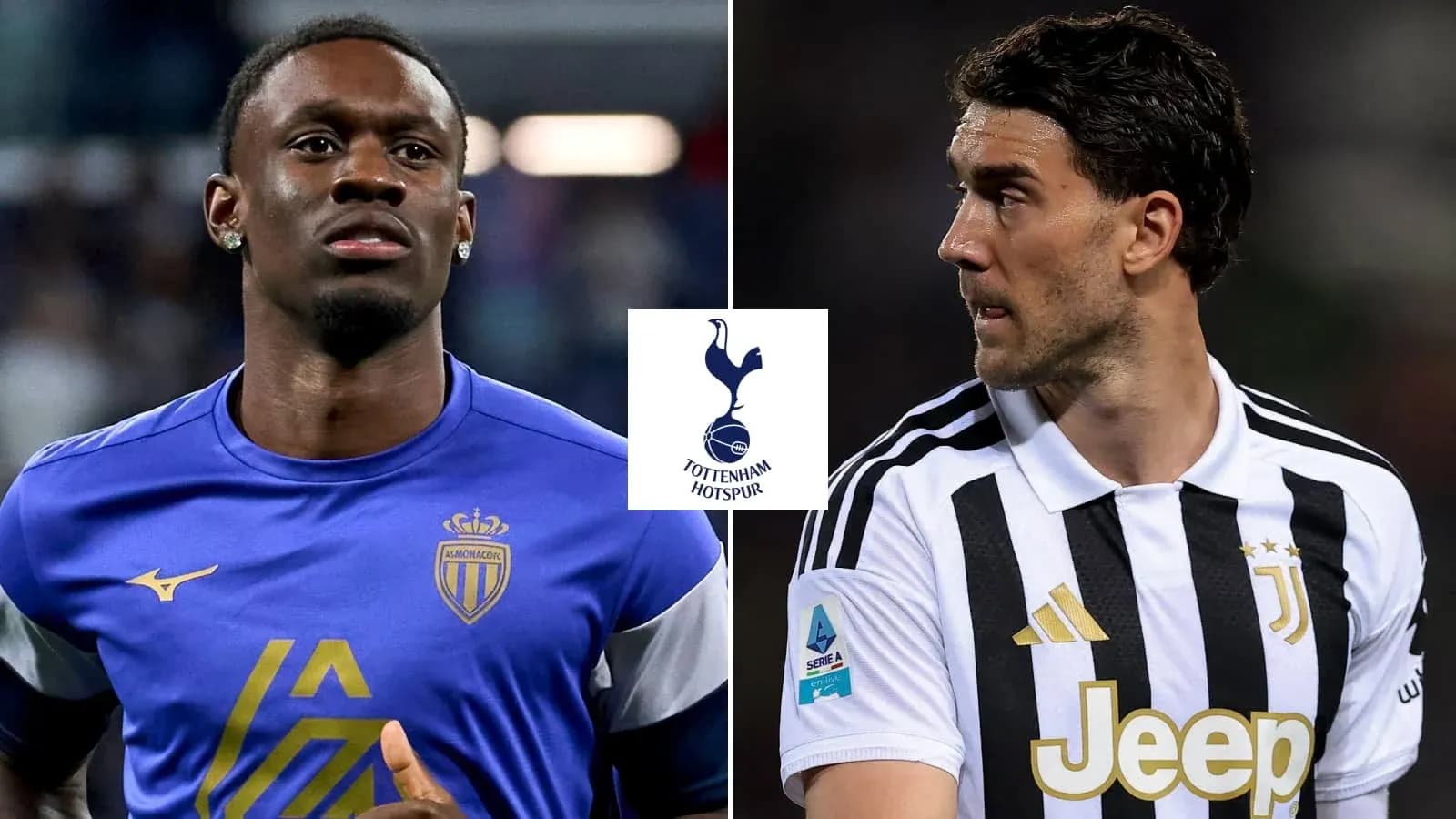 Two football players from Monaco and Juventus facing each other