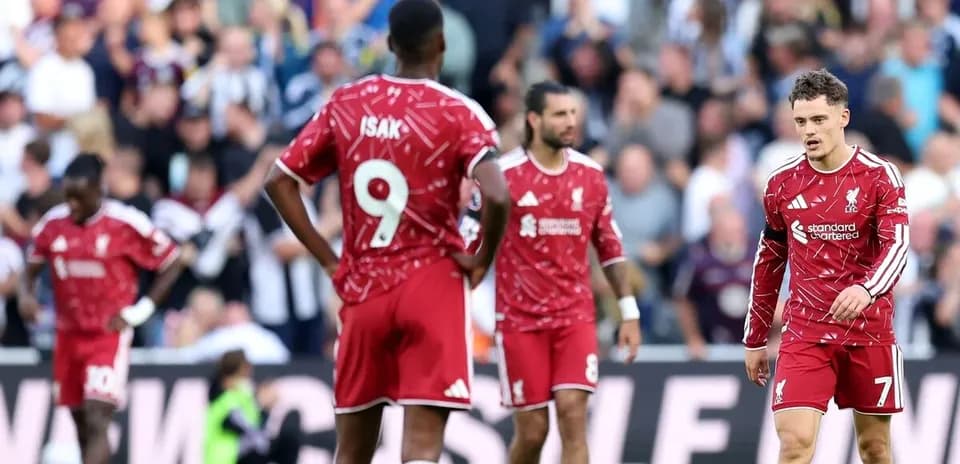 Liverpool players reacting during match against Newcastle