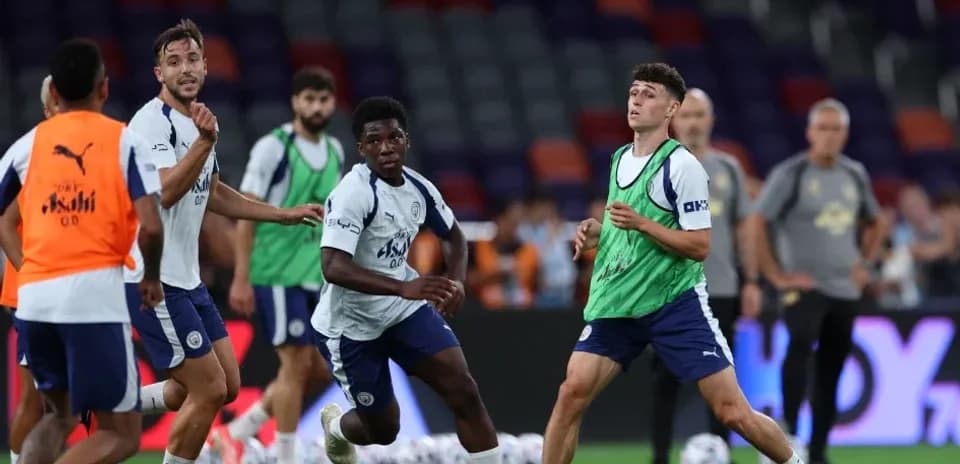 Players training with a ball during practice session