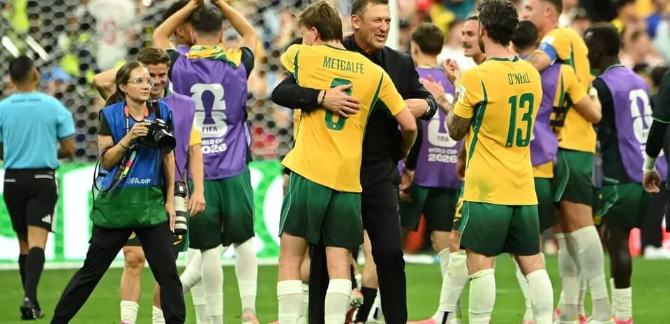 Australia team celebrating victory in World Cup match