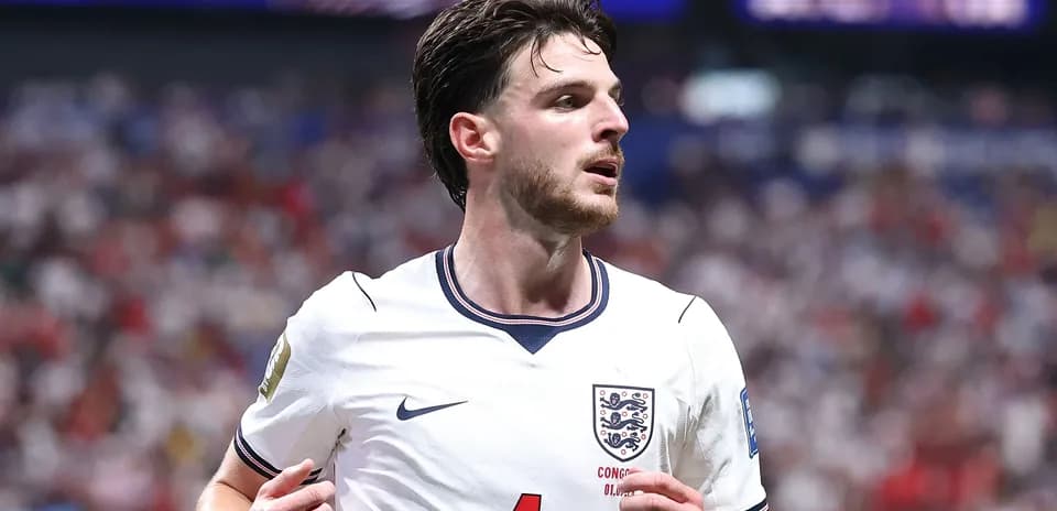 Player in England jersey during match action