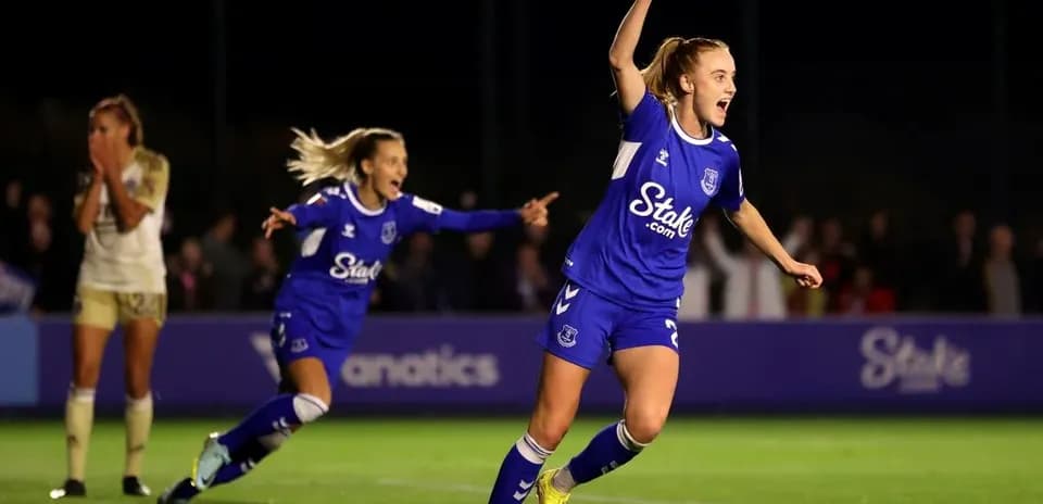 Everton player celebrating a goal during match