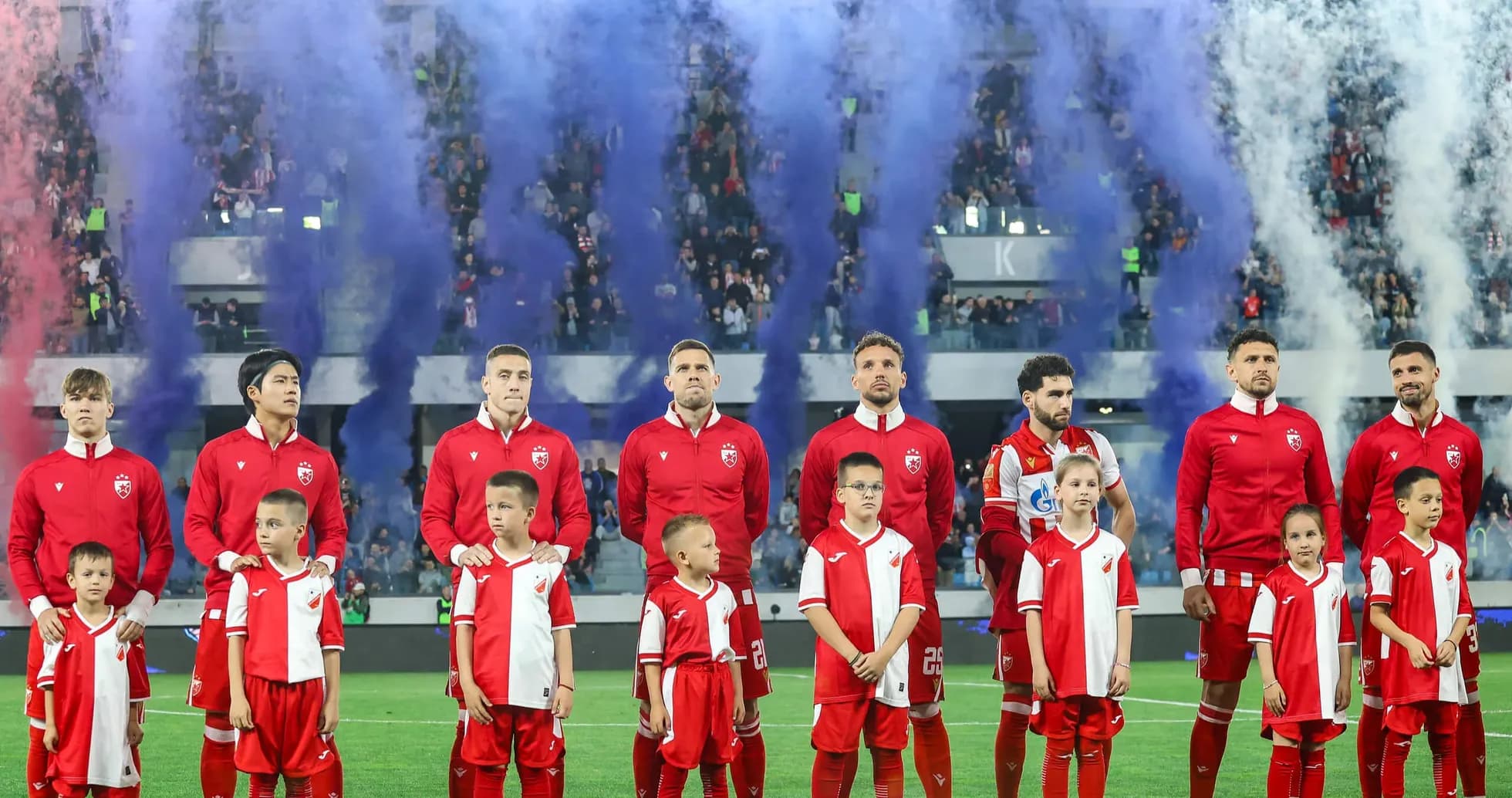 FK Crvena Zvezda players before UEFA match
