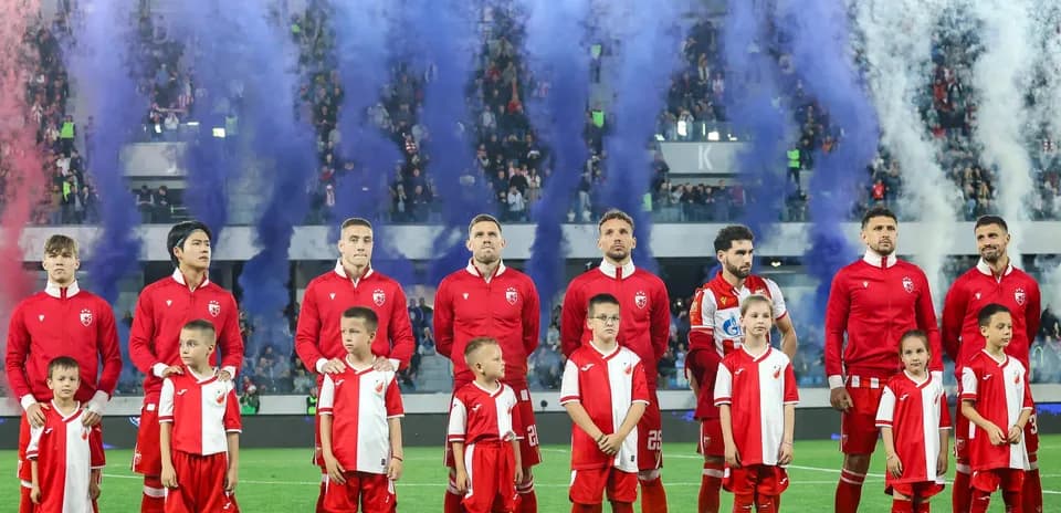 FK Crvena Zvezda players before UEFA match