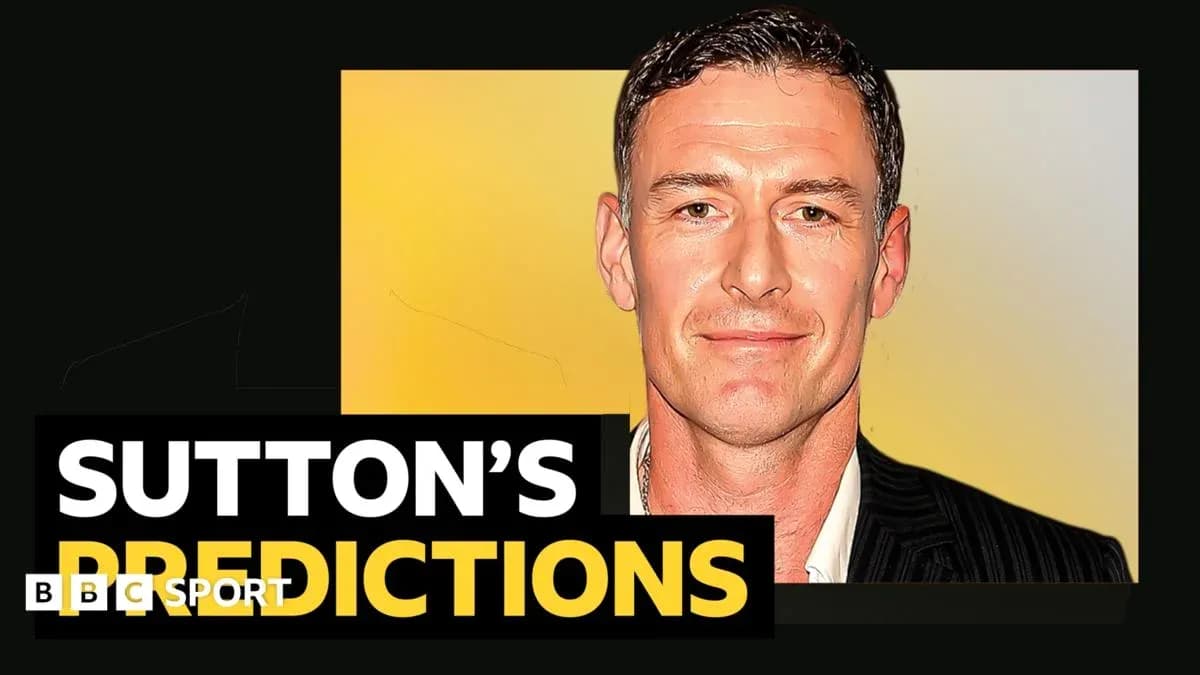 Person presenting sports predictions with graphic text