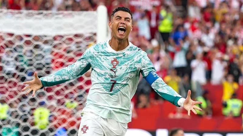 Cristiano Ronaldo celebrating a goal for Portugal