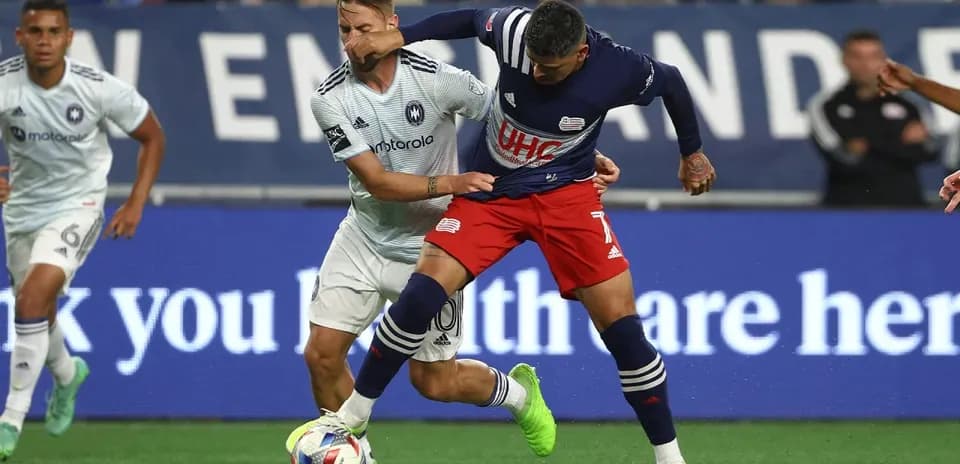 Players competing during New England II vs Chicago Fire II match