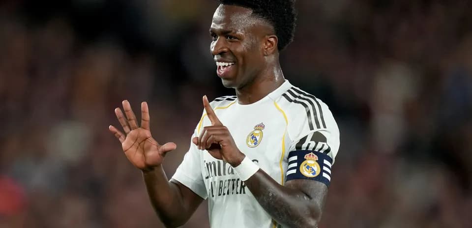 Player celebrating with hand gesture during match