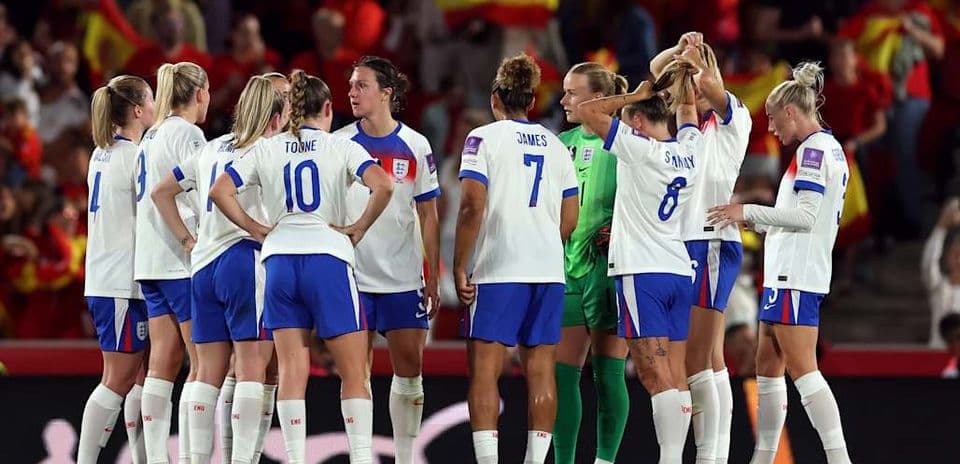 England women's team huddled before match