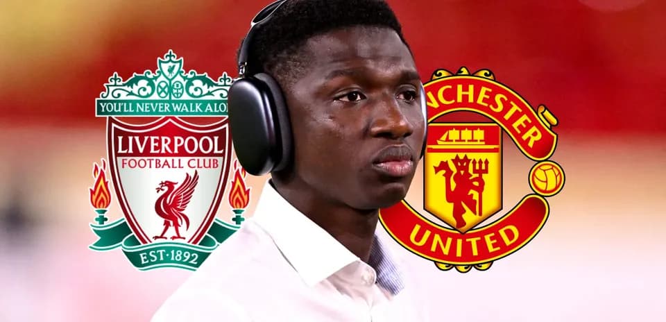 Player wearing headphones with team logos in background
