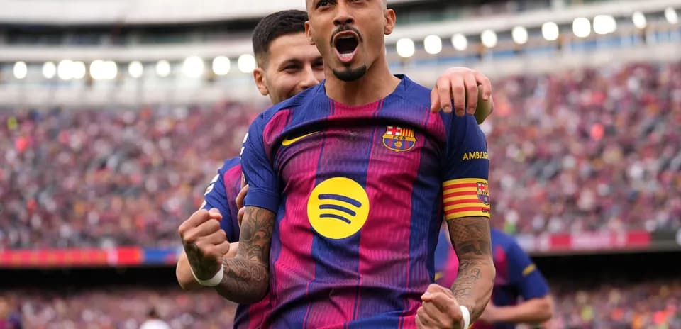 Barcelona player celebrating a goal during match