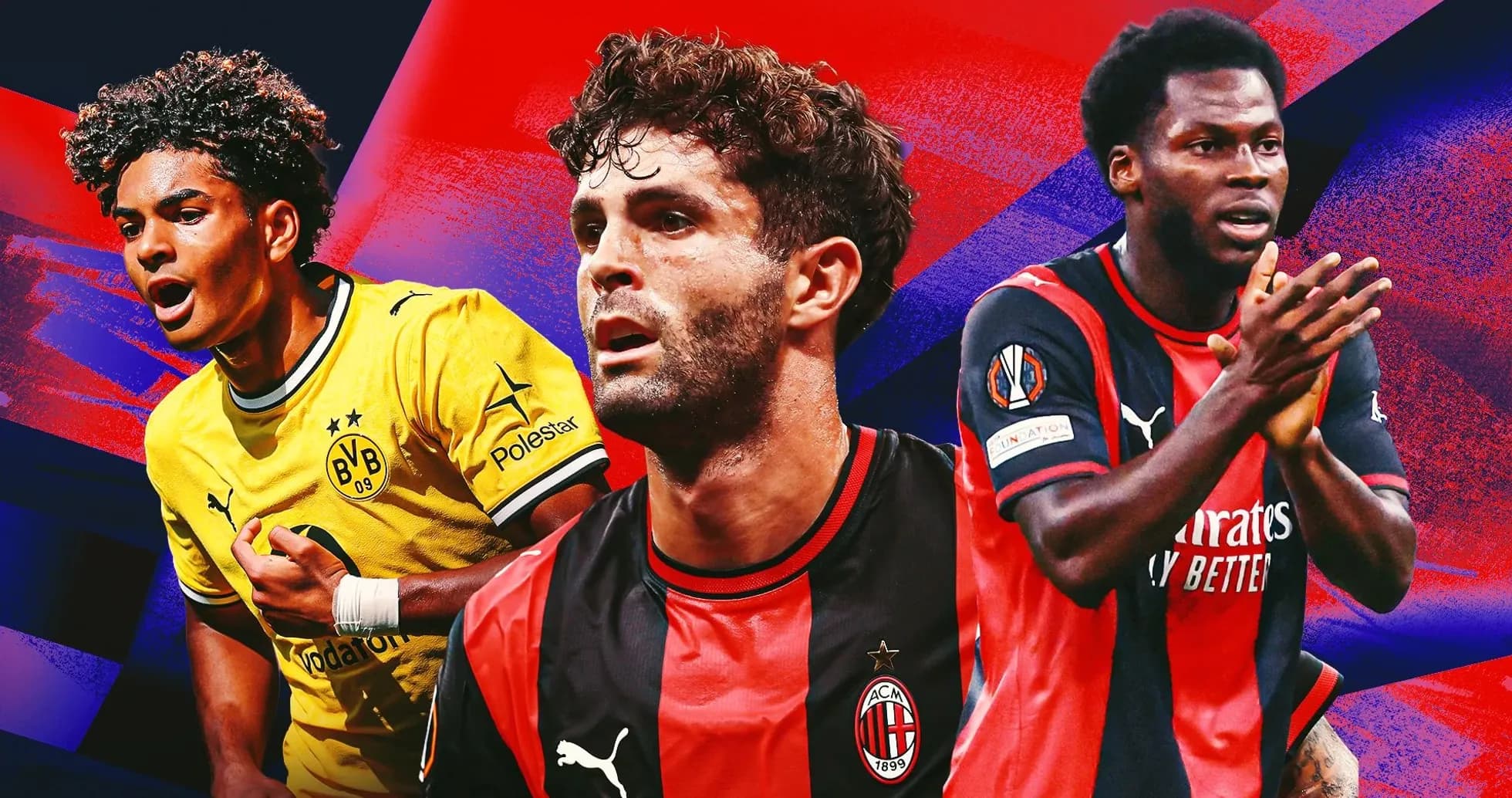 Three soccer players from Borussia Dortmund and AC Milan