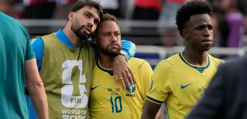 Brazil players walking off the field after match