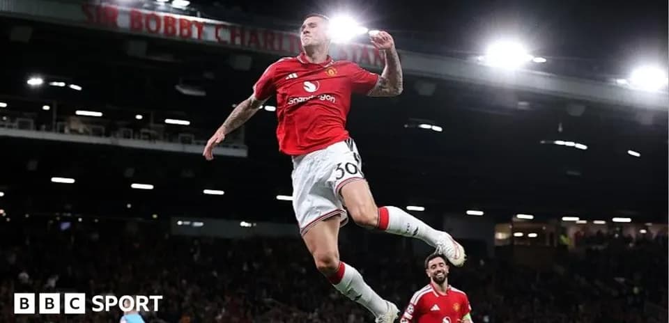 Player celebrating a goal during Manchester United match
