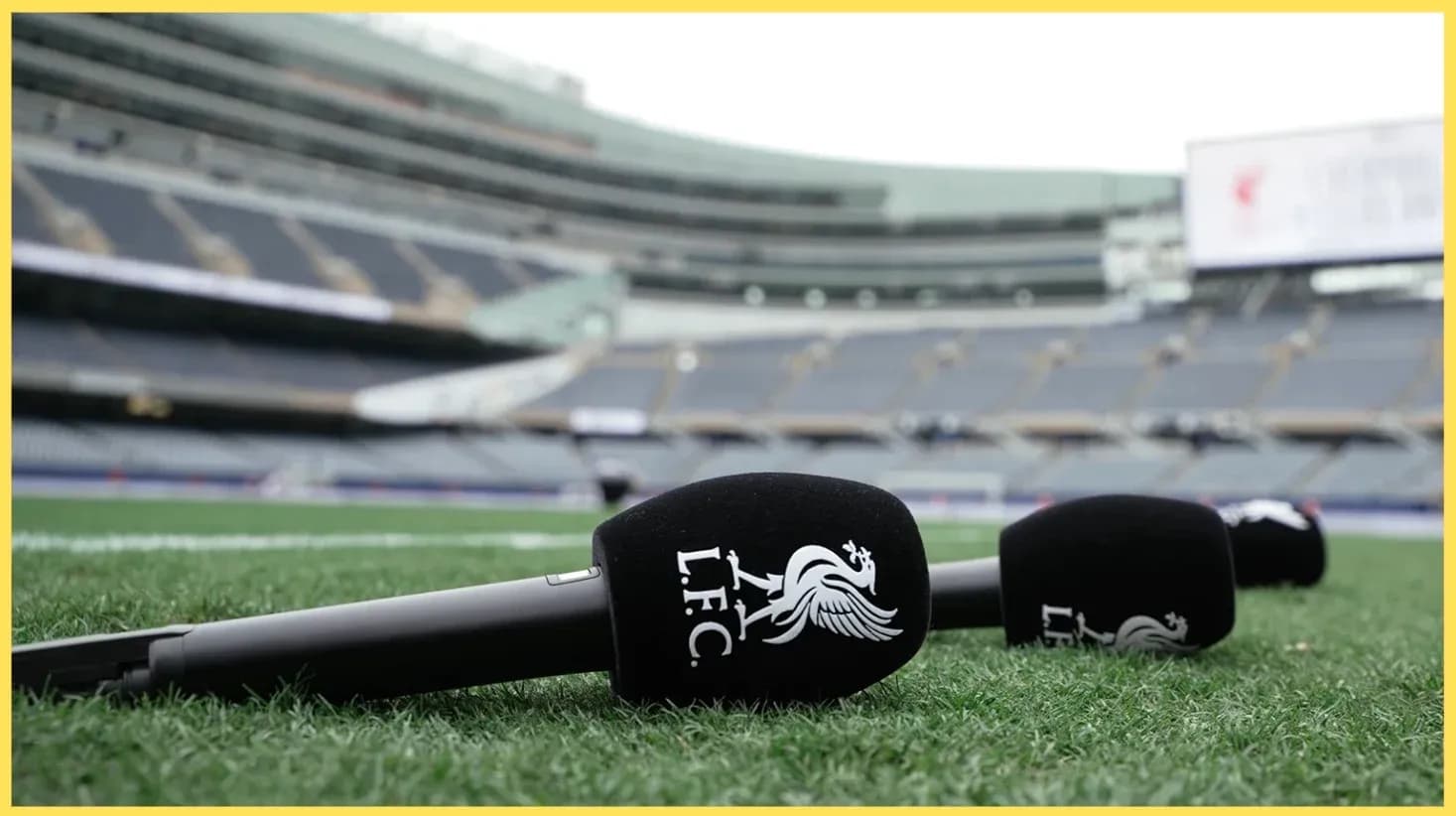 Microphones on the field at LFC match venue