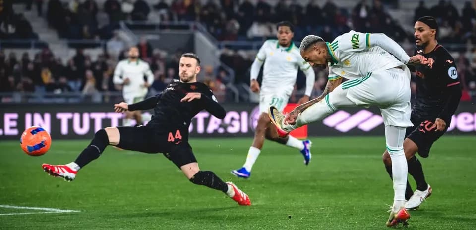 Player kicking ball during Torino vs AS Roma match