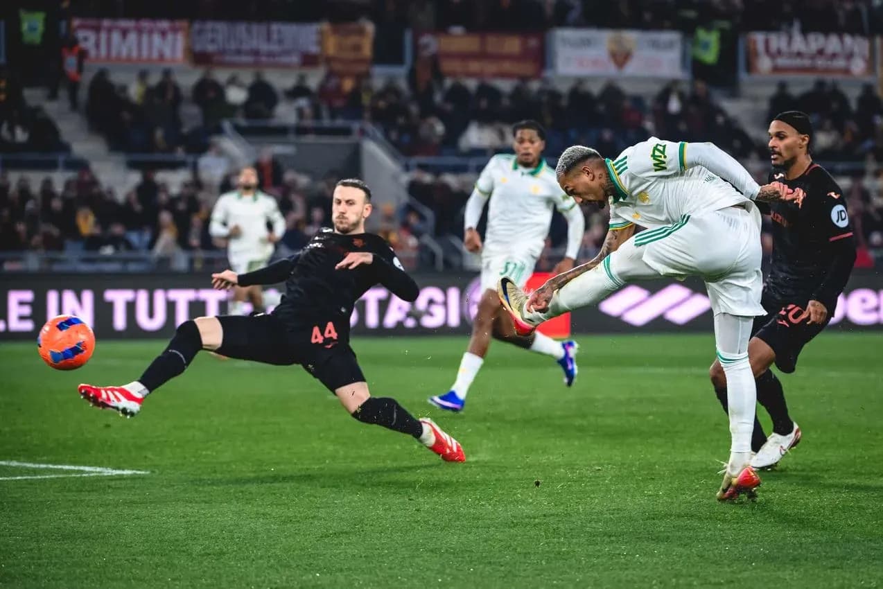 Player kicking ball during Torino vs AS Roma match