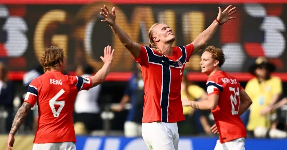 Norway players celebrating a goal during match