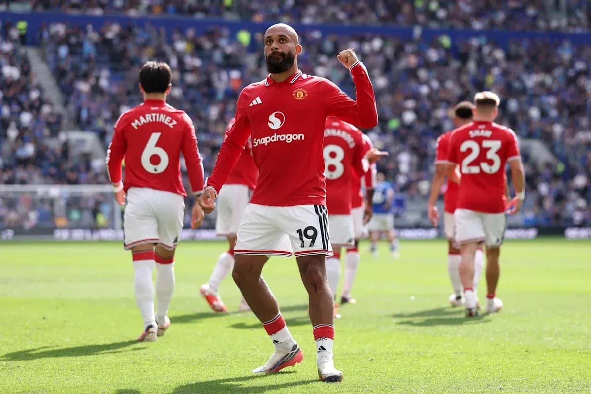 Manchester United player celebrating on the pitch