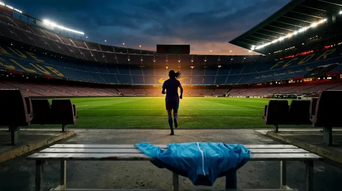 Player running onto pitch at empty stadium